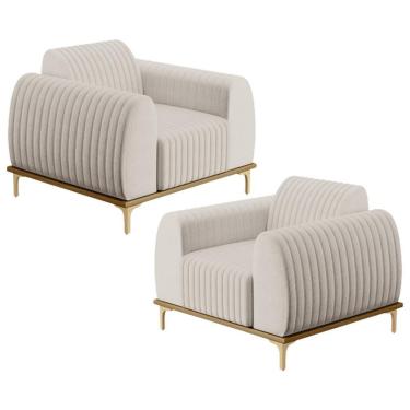 Imagem de Kit 02 Poltronas Com Pés D'Ouro Molino D02 Linho Cru C-443