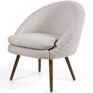 Imagem de Poltrona Fixa Pés Palito Rafa D02 Tressê Linho Bege C-107