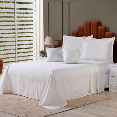 Imagem de Cobre Leito Colcha Usual King 5 Peças Tecido Rústico C- Almofada Palha 60% Algodão - 40% Poliéster