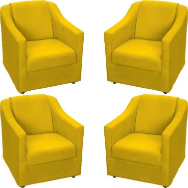 Imagem de Kit 4 Poltronas Mila Pé De Plástico Cromado - Amarelo Suede