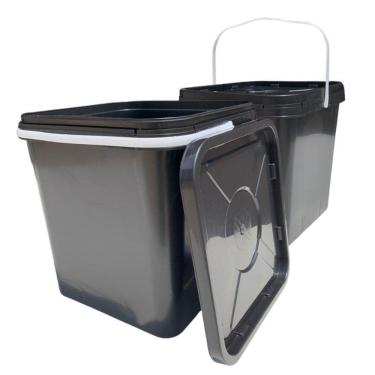 Imagem de Balde Quadrado 16L Cozinha Industrial Com Tampa Lacre 02 Pçs