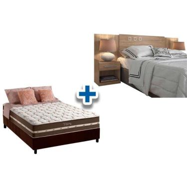 Imagem de Cama Box Casal Crc + Colchão Molas Classic + Cabeceira Plus Atacama