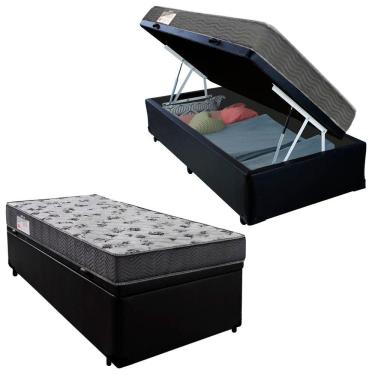 Imagem de Cama Box Baú Solteiro Sintético + Colchão De Espuma D33 - Sereneprime - 88cm Preto