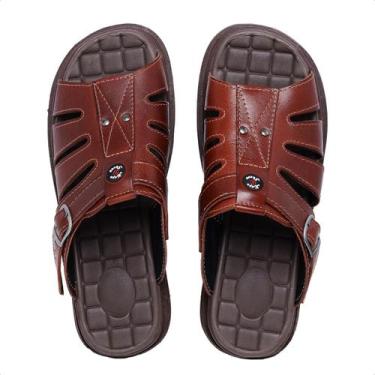 Imagem de Sandália Chinelo Masculino Couro Legítimo Anti-stress - FRANBOOTS, Mar