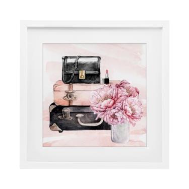 Imagem de Stupell Industries Impressão emoldurada Glam Time Suitcase & Flowers Birch Under Glass, design por Kim Allen, 16 x 16