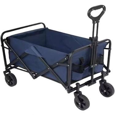 Imagem de Vagão Dobrável Doméstico Rodas Aço Carrinho Transporte