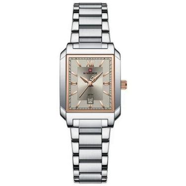 Imagem de Relógio De Pulso Feminino Pulseira Aço Inoxidável Casual 30m à Prova D´agua Cinza Prata