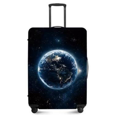 Imagem de ANNA QUEEN Capa protetora de mala de viagem antiarranhões, capa de bolsa extensível, lavável e durável de poliéster, Terra - céu estrelado, S(fits 20-22inch suitcase)