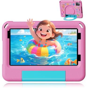 Imagem de Tablets Android 15 com capa para tablet infantil de 7 polegadas, pad de 64 GB para crianças de 3 a 12 anos, educação, jogos, controle parental, WiFi embutido, Bluetooth, câmera dupla