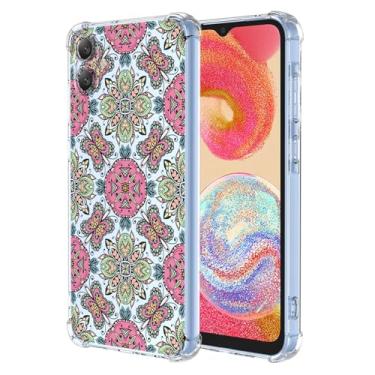 Imagem de WEIOUHR Capa para Galaxy A04e Samsung A04e Capa de telefone TPU transparente e macia, design de estilo boêmio, leve resistente a arranhões, para Samsung Galaxy A04e (rosa verde)