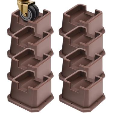 Imagem de MCXYEM Elevação ajustável para móveis de cama elevações em alturas elevações resistentes para postes e rodas de móveis sofá-cama mesa de sofá cama (marrom pacote com 8, 5 polegadas)