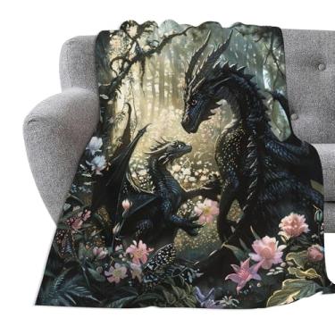 Imagem de Cobertor de dragão ultramacio Dragon Mom cobertor de flanela infantil leve e aconchegante estampa cobertor presente para mulheres e homens sofá-cama 127 cm x 101 cm