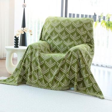 Imagem de JPGGD Capa de sofá de folha, capas de sofá de chenille, laváveis para cães, capas de sofá para sofá, capas macias para sofás e sofás para poltronas reclináveis (1 peça, verde, 188 cm x 181 cm