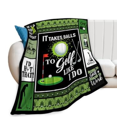 Imagem de Cobertor de golfe, cobertor esportivo de golfe, presentes de golfe, cobertores de flanela de lã para golfistas, homens, mulheres, amantes, adultos, roupa de cama macia, presente para sofá-cama