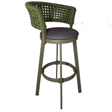 Imagem de Banqueta Somália Em Alumínio E Corda Náutica Jardim, Varanda Verde Musgo