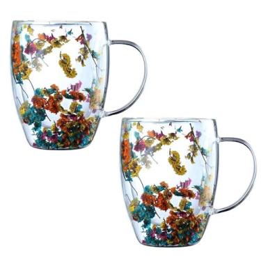 Imagem de Gugou Conjunto de 2 canecas de café de vidro de parede dupla, xícaras de café de vidro transparente sopradas à mão, caneca de chá isolada, perfeita para expresso, cappuccino, latte, americano