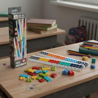 Imagem de Kit 12 Réguas de Blocos Coloridos para Encaixe – Educativo e Infantil, Peças Sortidas, Desenvolvimento Motor e Criatividade, Régua de Montar para Crianças