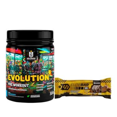 Imagem de Kit: Pré Treino Evolution Blueberry + Barrinha Elitebar Pão de Mel Soldiers Nutrition