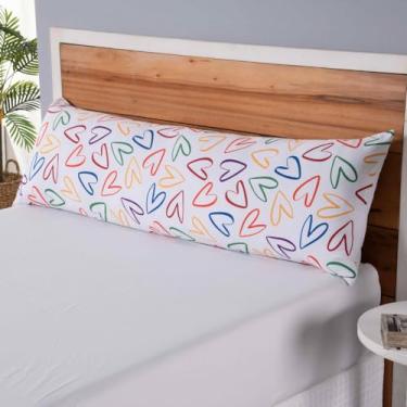 Imagem de Capa para Travesseiro em Tecido Micropercal, 100% Poliéster, 146x46cm, com Zíper, Duas Opções de Estampas (Love)