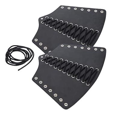 Imagem de aqxreight 2 Conjuntos Punk Br Preto Ao Ar Livre Pu Retrátil Braçadeira Cordas de Tiro Com Pulseiras Ampla de Atividades Motociclismo Treinamento Marcial Essa Luta Também Desgasta Filme