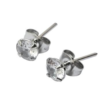 Imagem de Brinco Feminino Antialérgico Aço Inoxidável Ponto de Luz 5mm