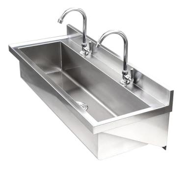 Imagem de Pia de cozinha comercial de aço inoxidável, tigela única, 1 compartimento com torneira, pia utilitária montada na parede, pia de lavagem à mão resistente (100 cm/39,3 pol.)