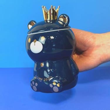 Imagem de Caneca Porcelana 3D com Tampa e Colher Ursinho (cores) (Azul)