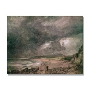 Imagem de NHLDZYH Impressão em tela estilo John Constable, (A Storm is Coming), painel de tela de paisagem romântica, decoração de parede com tema de natureza para quarto ou escritório. Somente tela de 60 x 80