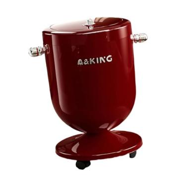 Imagem de DimyFew Lixeira com Rodas, Decorativa, 15L, Móvel, com Tampa, Ideal para Banheiro, Trailer e Sala de Estar, Vermelho