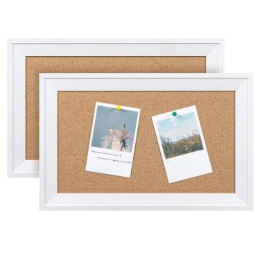 Imagem de Placa de cortiça HBlife 28 x 43 cm com moldura branca para escritório 