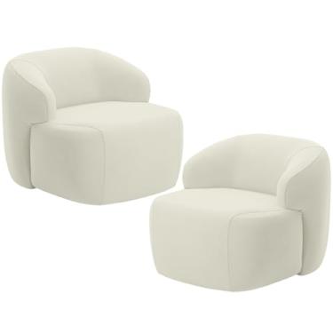 Imagem de Kit 02 Poltronas Decorativa Fixa Orgânica Para Sala Living Barolo L06 Veludo Bege - Lyam Decor