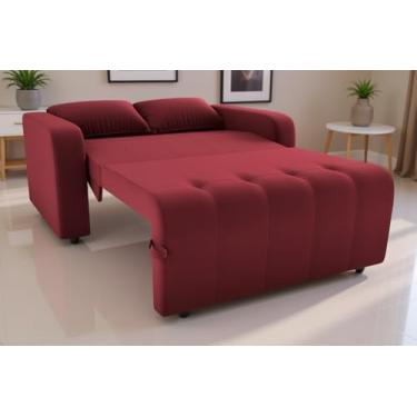 Imagem de Sofa Cama Amora New 3 Lugares Suede Veludo Sofisticado (Vinho)