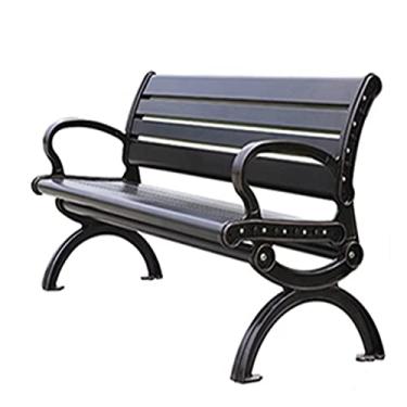 Imagem de TRGCJGH Banco de jardim para pátio, banco de parque de metal, bancos de jardim de alumínio, móveis ao ar livre para parque, gramado, varanda frontal (150 cm/59 pol, bronze)