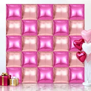 Imagem de 25 peças de balões quadrados, fundo de parede de balões quadrados metálicos, balões de Mylar de dupla face, kit de arco de túnel para decoração de aniversário de casamento, aniversário, chá de bebê