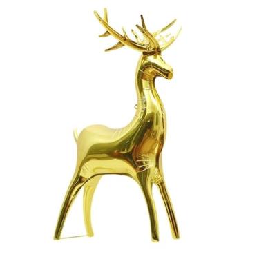 Imagem de Balão Metalizado Rena Dourado em Pé 100cm - Decoração Natal e Ano Novo para Interior e Festas