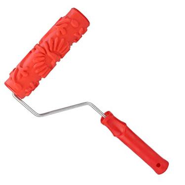 Imagem de Garosa Rolo de Borracha Em Relevo, Ferramenta de Tambor Recartilhado para Pintura de Parede DIY Com Padrões de Grãos de Madeira de Flores, Rolo de Pintura de Borracha de 33 Cm para Paredes, Portas, Superfícies de Madeira