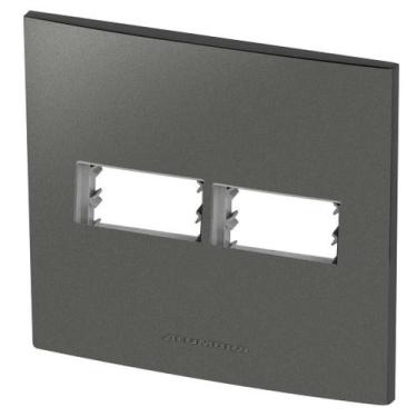 Imagem de Placa 2 Módulos + Suporte 4X4 - Inova Grafite - 85480 - Alumbra