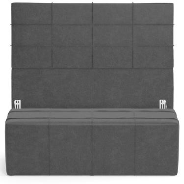 Imagem de Kit Cabeceira Cama Box Queen 160cm Com Calçadeira Roma W01 Couríssimo Preto - Lyam