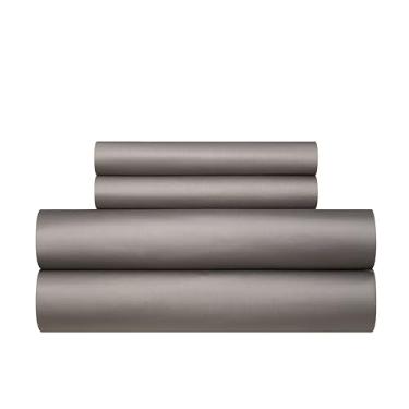 Imagem de YASMENG Conjunto de capa de edredom de cetim 100% algodão de fibra longa cinza tamanho Queen 3 peças de luxo 600 fios algodão puro orgânico durável qualidade hotel conjunto de cama macio sedoso cetim