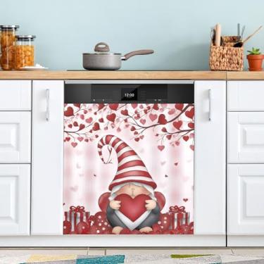 Imagem de ATTX Capa de ímã de máquina de lavar louça, capa frontal para lava-louças decoração do dia dos namorados, adesivos de eletrodomésticos para armário doméstico - 58 cm C x 66 cm A #189