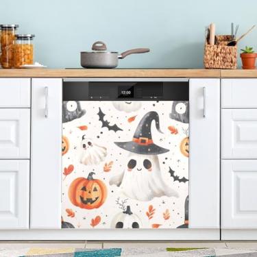 Imagem de ATTX Linda capa magnética para lava-louças de Halloween, 58,4 cm C x 66 cm A, decoração da capa da máquina de lavar louça, decalques de armário doméstico e eletrodomésticos adesivos #112