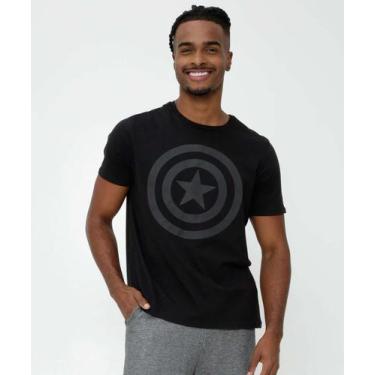 Imagem de Camiseta Masculina Capitão América Manga Curta Marvel-47200, Preto, P