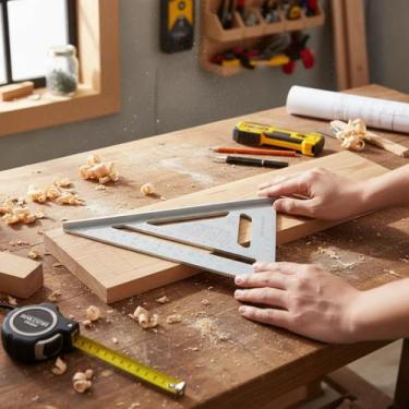 Imagem de Esquadro Triangular Alumínio Profissional 7 Polegadas Marcenaria - NoB