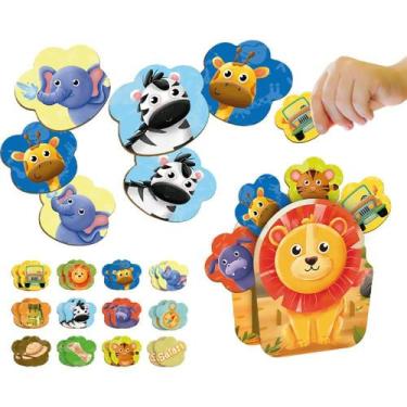 Imagem de Jogo da Memoria em Madeira Safari Leao 3D 24PC - GROW