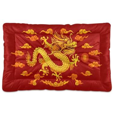 Imagem de SEHANY Cama de dragão vintage para cães e gatos com fundo antiderrapante, caixa de canil, colchão macio para animais de estimação, lavável para cães pequenos, médios e grandes, gatos, 91 x 61 cm