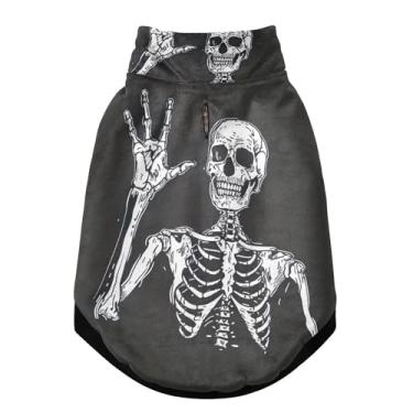 Imagem de SEHANY Casaco de cachorro com tatuagem de caveira para cães pequenos, superquente, à prova de vento, jaqueta de inverno, macia, aconchegante para animais de estimação, moletom para clima frio na neve