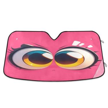 Imagem de ATTX Para-brisa de carro Cartoon Eyes 139.7 cmx70.1 cm Escudo solar universal com proteção UV, persiana de janela frontal automática dobrável para caminhões Sedans SUVs #411