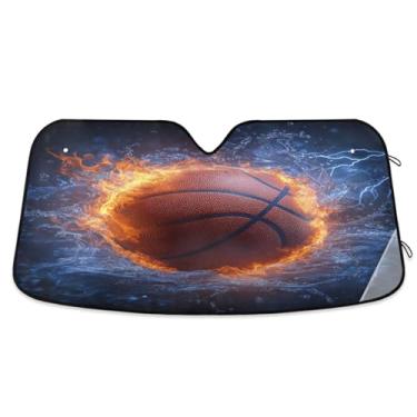 Imagem de Blueangle Para-brisa de carro de bombeiro de água de basquete protetor solar para carros - proteção UV dobrável, ajuste universal 139.7 cm x 70.1 cm protetor de para-brisa frontal (517)
