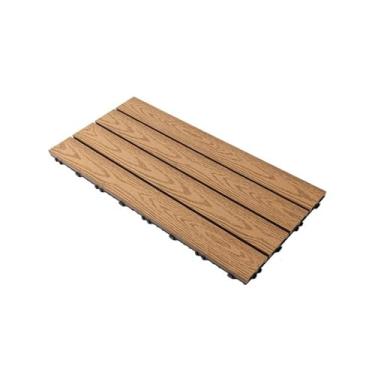 Imagem de Telhas de WPC 60 x 30 cm, 1 m² = 6 azulejos de terraço, azulejos de clique com aparência de madeira, piso para varanda, resistente às intempéries com função de drenagem C2 22 unidades
