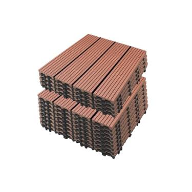 Imagem de Azulejos de deck interligados, azulejos de piso de pátio composto WPC com sistema de clique função de drenagem para varanda piscina varanda quintal área de jogo terraço uso em todos os climas B3 12